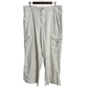 American Eagle baggy wide leg cargo pants women's 14‎ cream super high rise boho